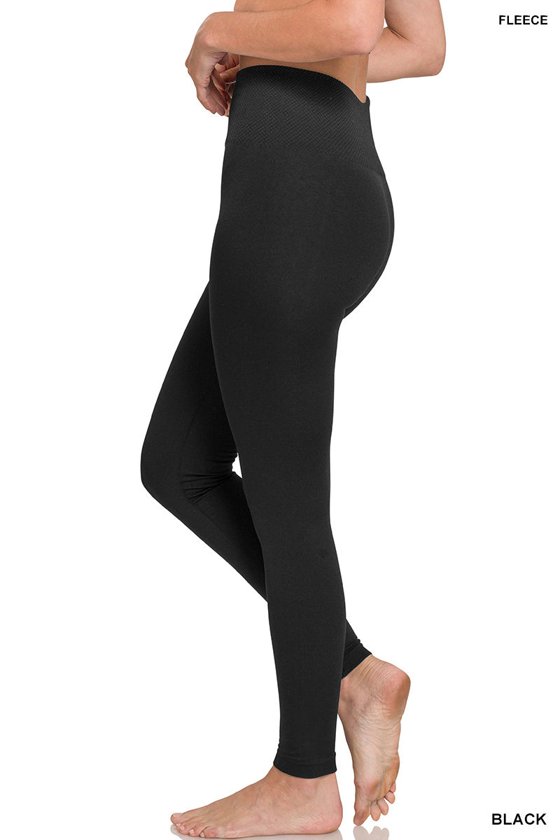 High Waist Diamond Shape Band Fleece Leggings